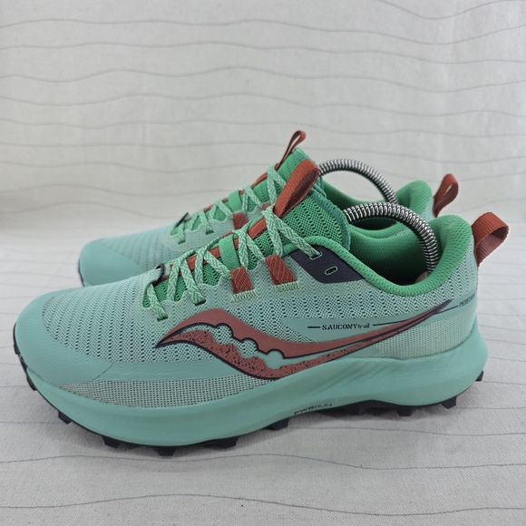 Saucony Womens Peregrine 13 Mint Green Trail Running Hiking Shoes S10838-25 Sz 9 - Picture 2 of 14
